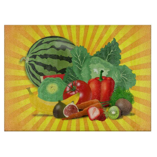Planche À Découper Superbes fruits Légumes et soleil (Devant)