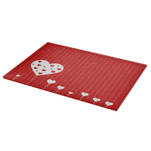 Planche À Découper Sweet Lovely Romantique Rouge Coeurs blancs