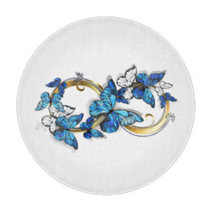 Planche À Découper Symbole infini de papillons Morpho bleus
