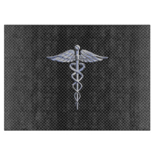 Planche À Découper Symbole Médicale Chrome Caduceus Fibre de carbone