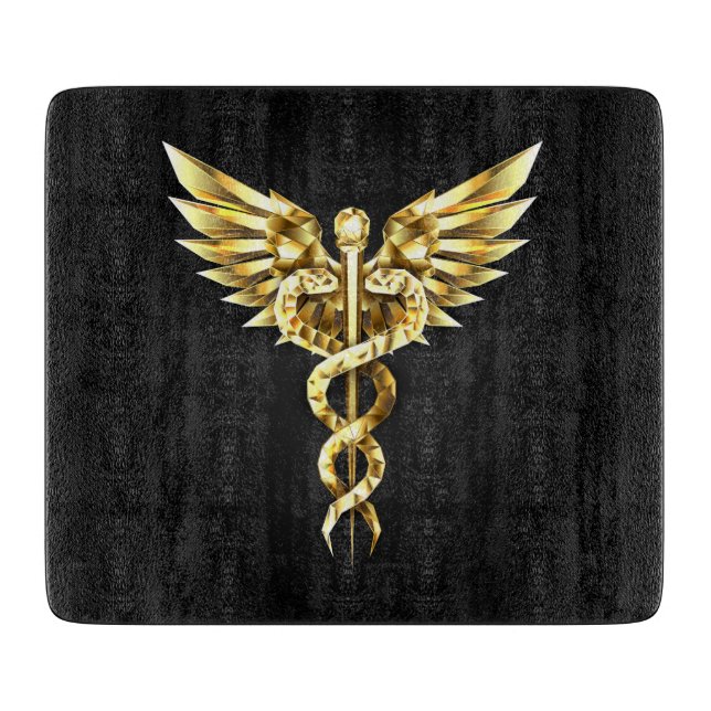 Planche À Découper Symbole Polygonal Or Caduceus (Devant)