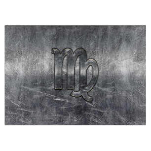 Planche À Découper Symbole Virgo Zodiac Grunge Argent Style Distressé