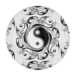 Planche À Découper Symbole Yin & Yang Tatouage Noir et Blanc