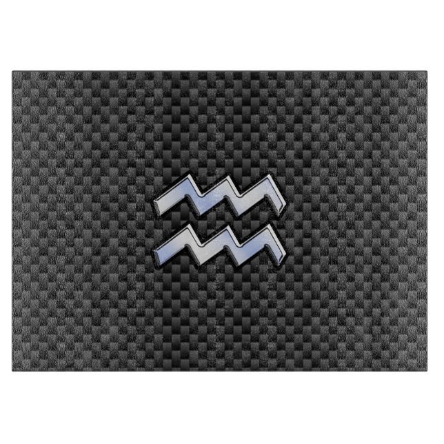 Planche À Découper Symbole Zodiaque d'argent Aquarius Style fibre de  (Devant)