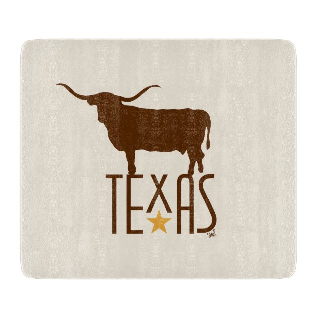 Planche À Découper Symboles du Texas, Longhorn, brun (Devant)