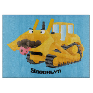 Planche À Découper Sympa joli caractère de dessin animé au bulldozer 