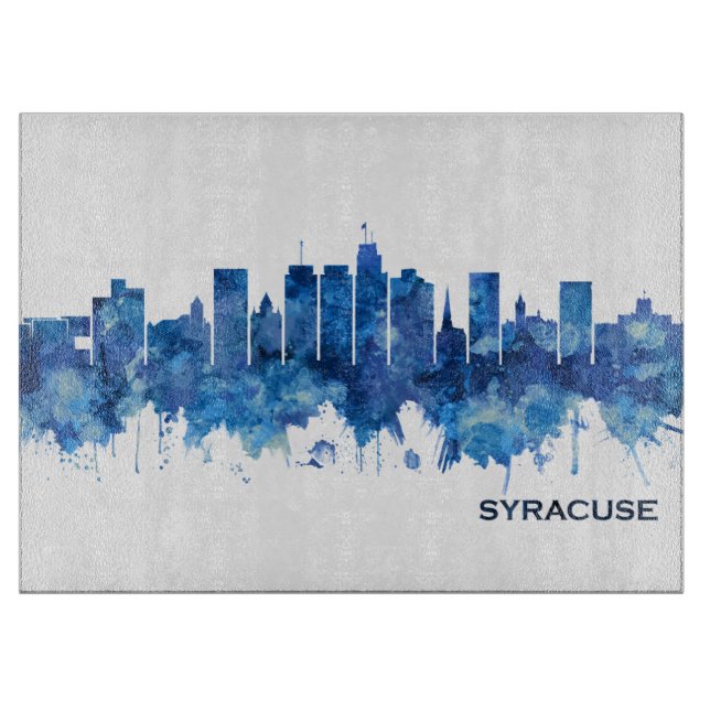 Planche À Découper Syracuse New York Skyline Blue (Devant)