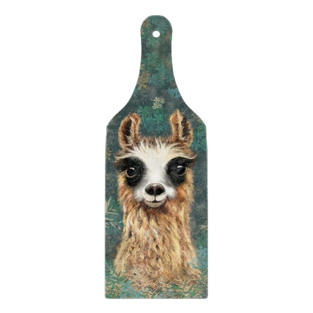 Planche À Découper Table de coupe drôle avec Curieux Llama Jouée (Devant)
