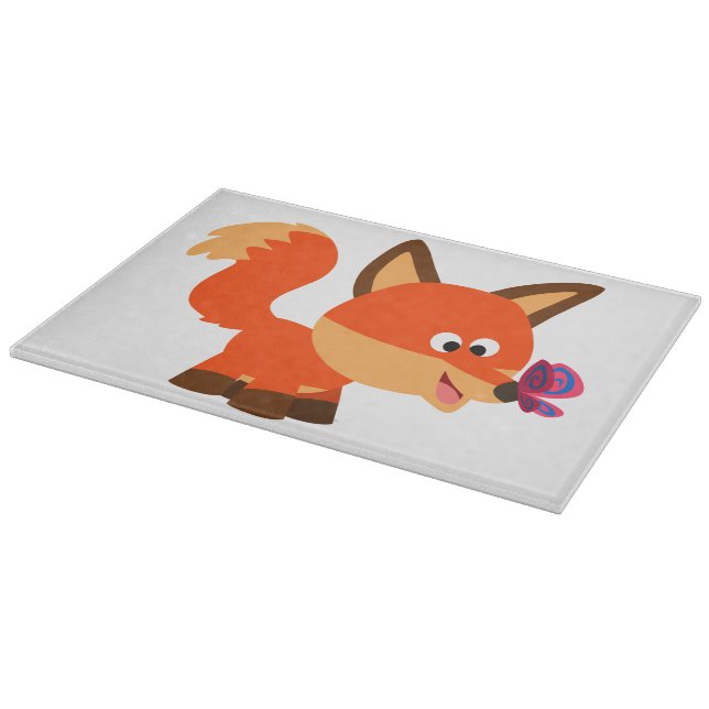 Planche À Découper Table De Coupe Du Renard Cartoon Et Du Papillon (Coin)