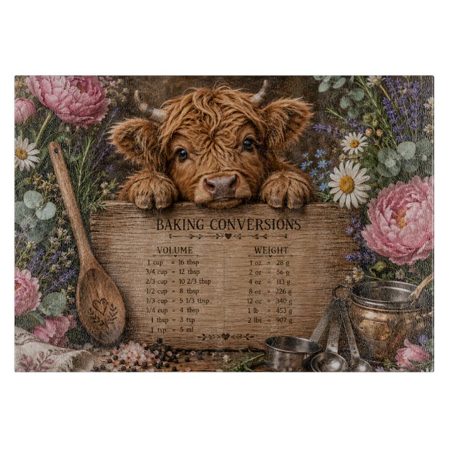 Planche À Découper Tableau de conversion de vache mignonne (Devant)