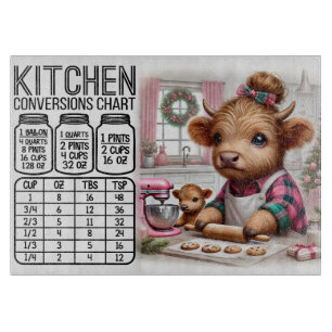 Planche À Découper Tableau de conversion de vache mignonne et bébé