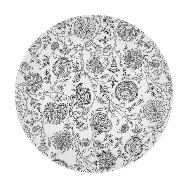 Planche À Découper Tableau de coupe floral noir (Devant)