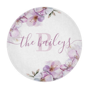 Planche À Découper Tableau de coupe Monogrammé en fleur de cerisier