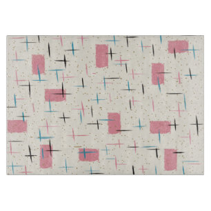 Planche À Découper Tableau de coupe Motif rétro-atomique rose