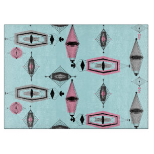 Planche À Découper Tableau de coupe Motif rose et gris atomique