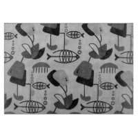 Tableau de coupe noir et blanc Motif atomique