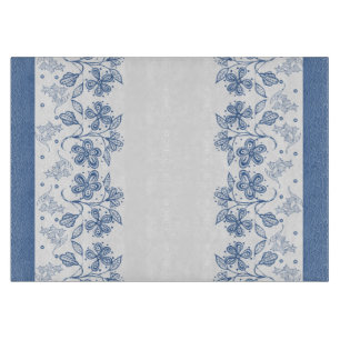 Planche À Découper Tableau de découpe floral bleu Indigo personnalisé