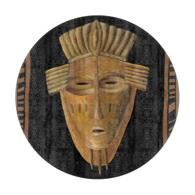 Planche À Découper Tableau de Masque Africain par Chariklia Zarris (Devant)