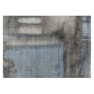Planche À Découper Tableau gris et bleu Abstrait