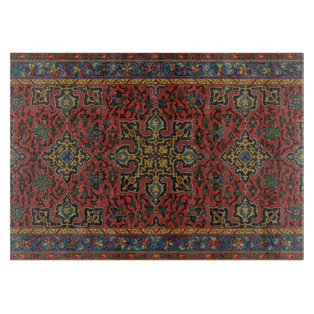 Planche À Découper Tapis Perse Tapis Rouge Bleu classique (Devant)