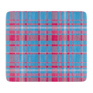 Planche À Découper Tartan bleu et rouge