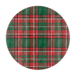 Planche À Découper Tartan traditionnel : motif plaid rouge-vert.