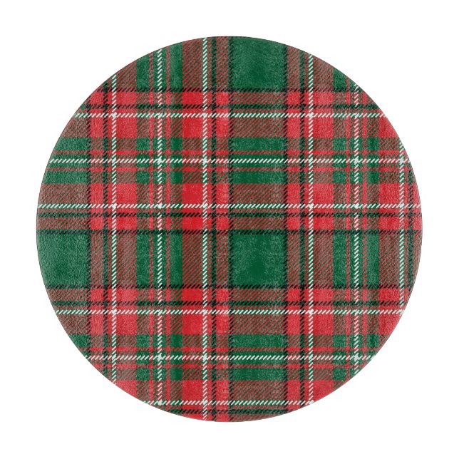 Planche À Découper Tartan traditionnel : motif plaid rouge-vert. (Devant)