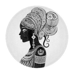 Planche À Découper Tatouage Tribal Portrait de Fille Africaine
