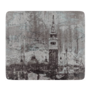 Planche À Découper Taupe et Cyan en détresse Skyline Venice Italie