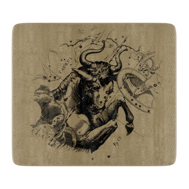 Planche À Découper Taurus Zodiac Constellation Hevelius 1690 sur Taup (Devant)