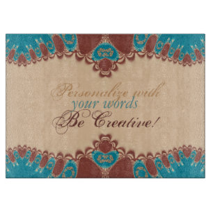 Planche À Découper Teal + rayures en dentelle au chocolat avec texte 