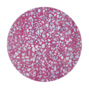 Planche À Découper Terrazzo Texture : Elégance blanche rose.