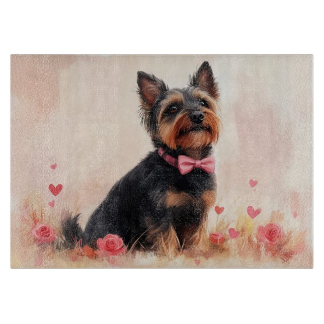 Planche À Découper Terrier australien avec Rose - Saint Valentin (Devant)
