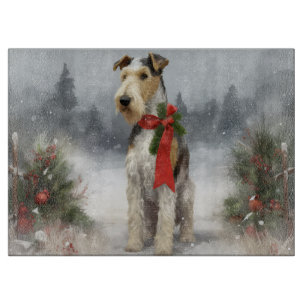 Planche À Découper Terrier Wirefox dans la neige Noël