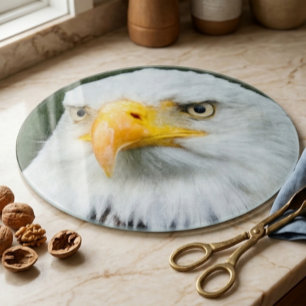 Planche À Découper Tête d'aigle chauve gras Décorative ronde