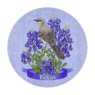 Planche À Découper Texas State Mockingbird & Bluebonnet Flower