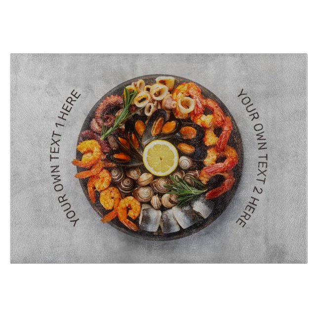 Planche À Découper Texte personnalisé Plateau de fruits de mer (Devant)