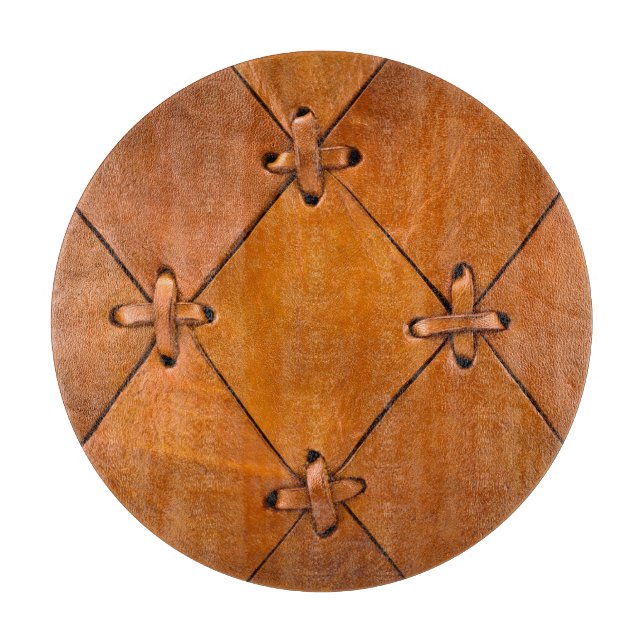 Planche À Découper Texture en cuir, détails de selvage naturel. (Devant)