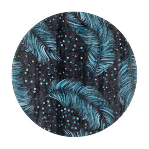 Planche À Découper Texture en plumes foncées sans couture, vintage ab