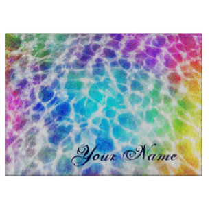 Planche À Découper Tiedye Hippie Wavy Rainbow Effet