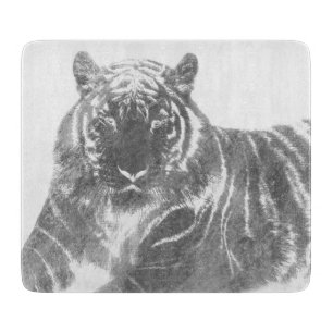 Planche À Découper Tigre noir et blanc