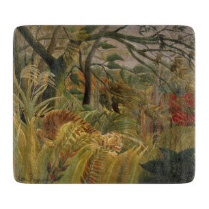 Planche À Découper Tigre surpris dans une tempête tropicale