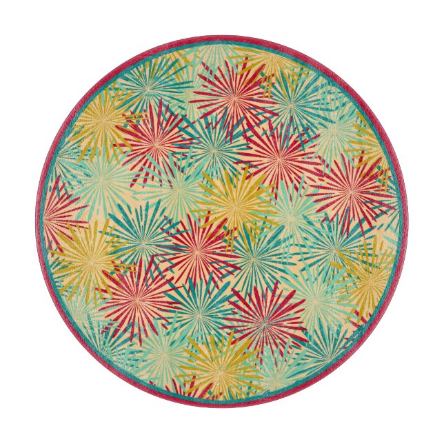 Planche À Découper Tinsel de Noël rétro PomPoms (couleurs tropicales) (Devant)