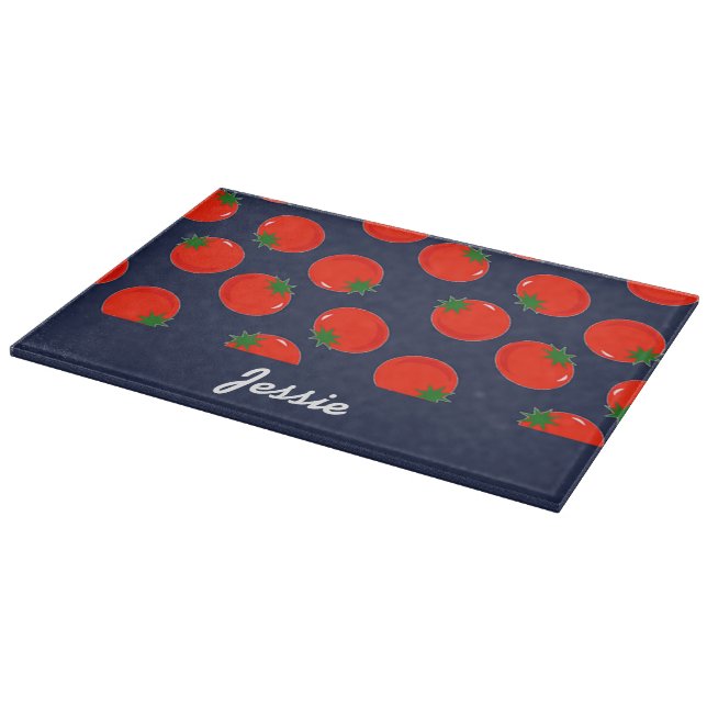 Planche À Découper tomates rouges sur le bleu (Coin)