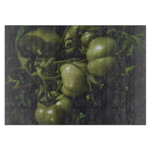 Planche À Découper Tomates Vertes Fraîches de Ferme Rustique Photo Lu