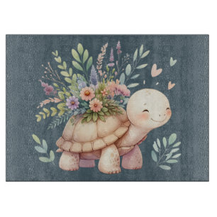 Planche À Découper Tortue de jardin de campagne aquarelle