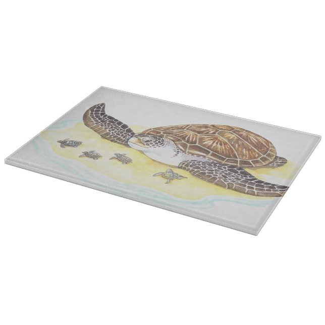 Planche À Découper Tortue et bébés de mer (Coin)