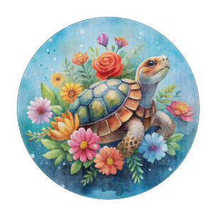 Planche À Découper Tortue florale