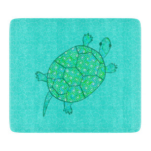 Planche À Découper Tortue tourbée arabesque - nuances de vert