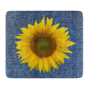 Planche À Découper Tournesol bleu Denim Look Harvest Cutest Board